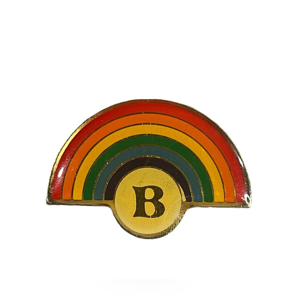 Vintage SWIB 1980 Rainbow Enamel Pride Lapel Pin with Initial B